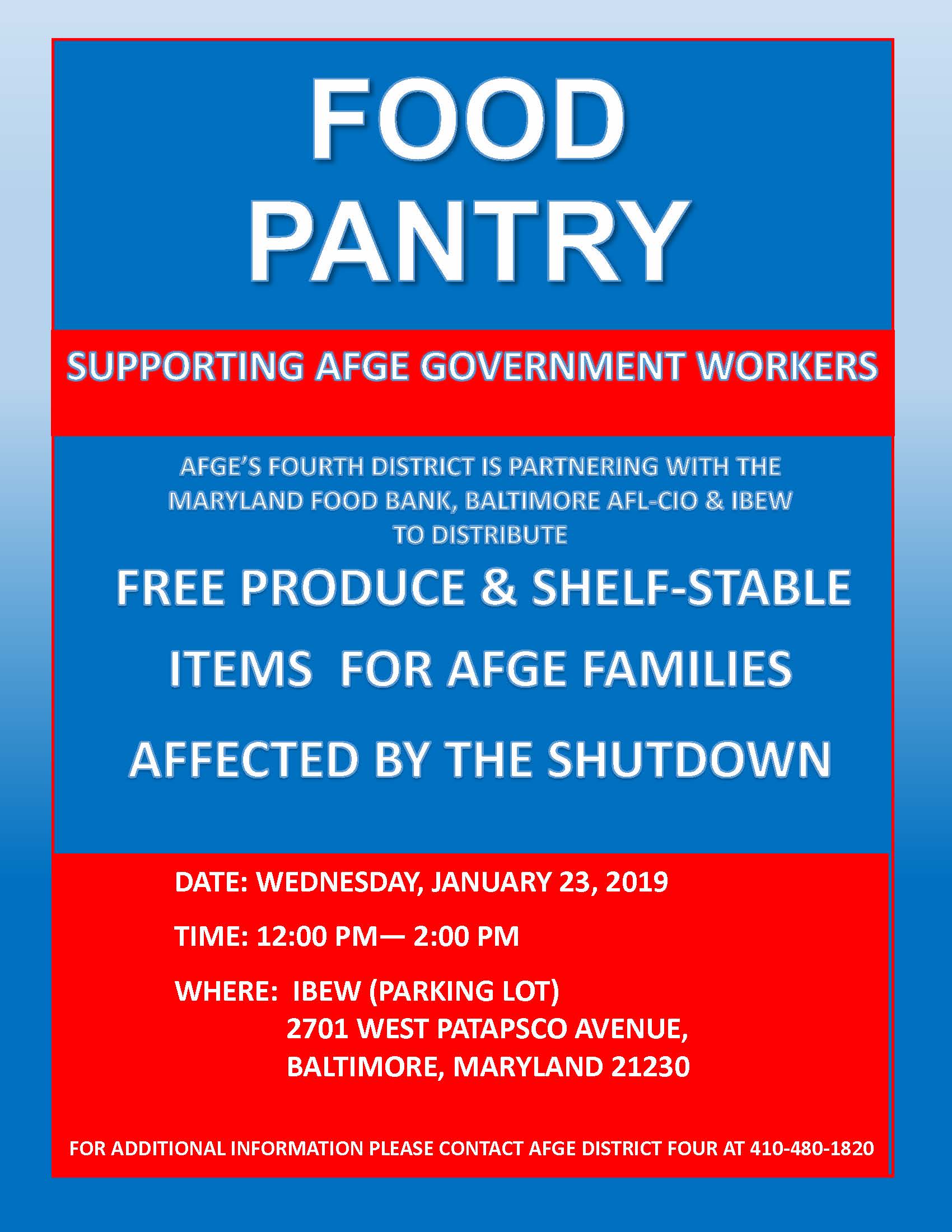 Food Pantry to support AFGE workers City Union of Baltimore